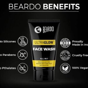 Beardo Charcoal Face Wash and BEARDO Ultraglow Face Lotion, Combo